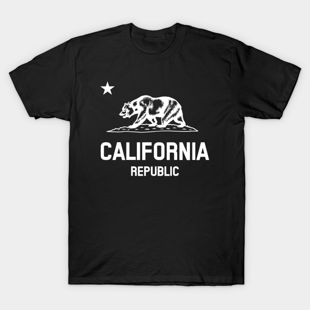 California Republic 'bear flag revolt' - white print T-Shirt by retropetrol